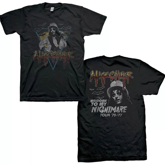Gildan Other - Distressed Alice Cooper Triangle Bats Black Shirt